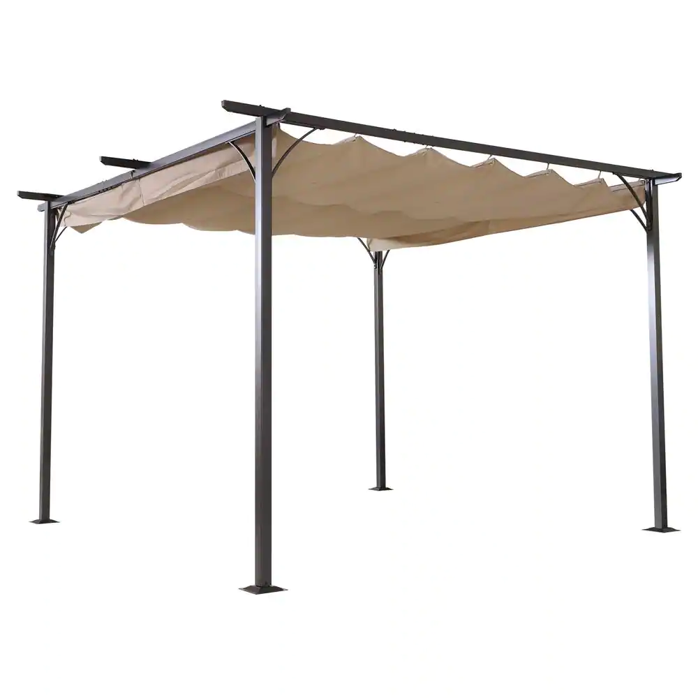 Outsunny 7.5 ft. H Retractable Canopy Cover Steel Frame Classic Pergola Gazebo