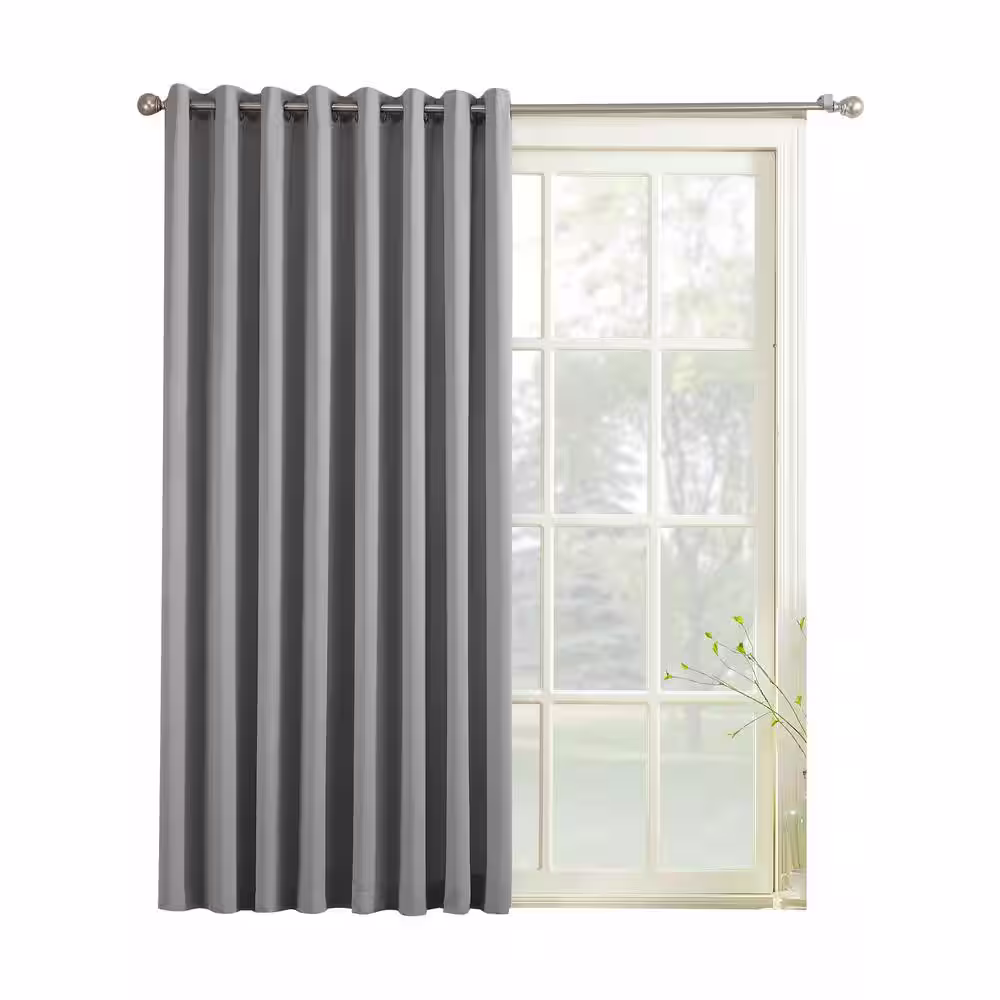 Sun Zero Grey Solid Grommet Room Darkening Curtain - 100 in. W x 84 in. L