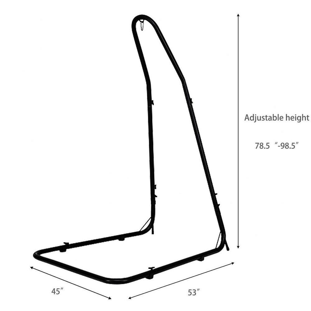 None 3.75 ft. Metal Adjustable Hammock Stand Hammock Chair Stand Steel Frame in Black