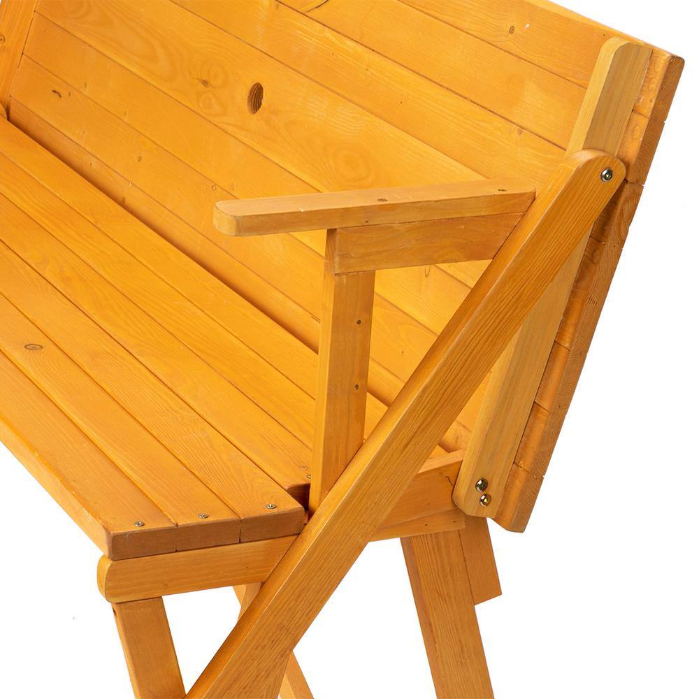 None 2-in-1 Interchangeable Wood Picnic Table