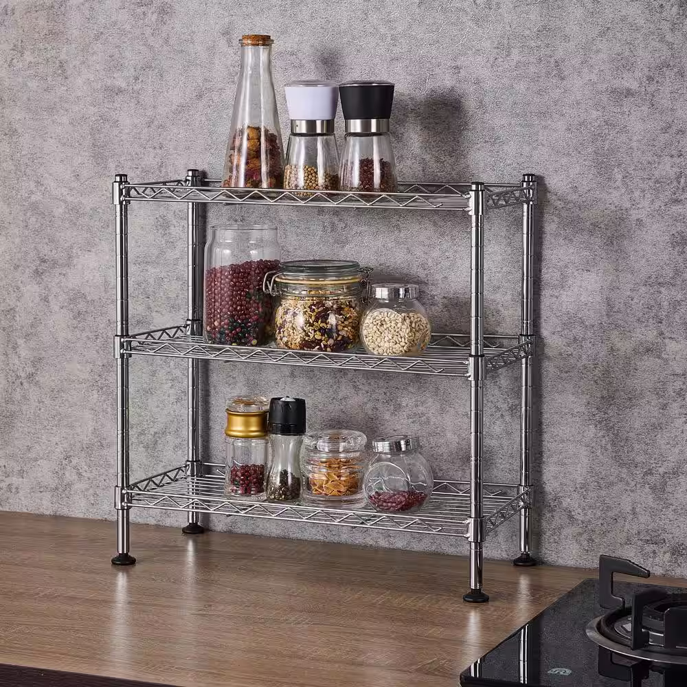 None Modern Silver Wire Shelf (17.72 in. D x 7.87 in. W)
