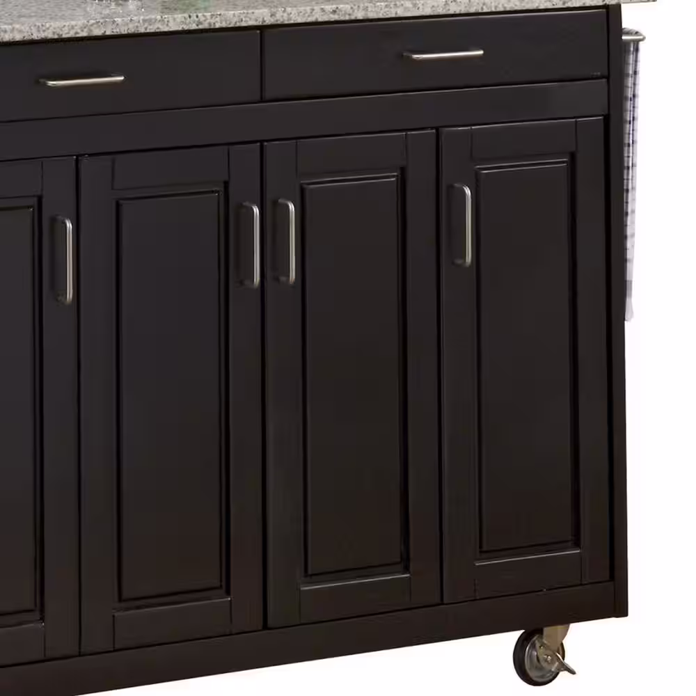 HOMESTYLES Create-a-Cart Black Kitchen Cart with Salt and Pepper Granite Top
