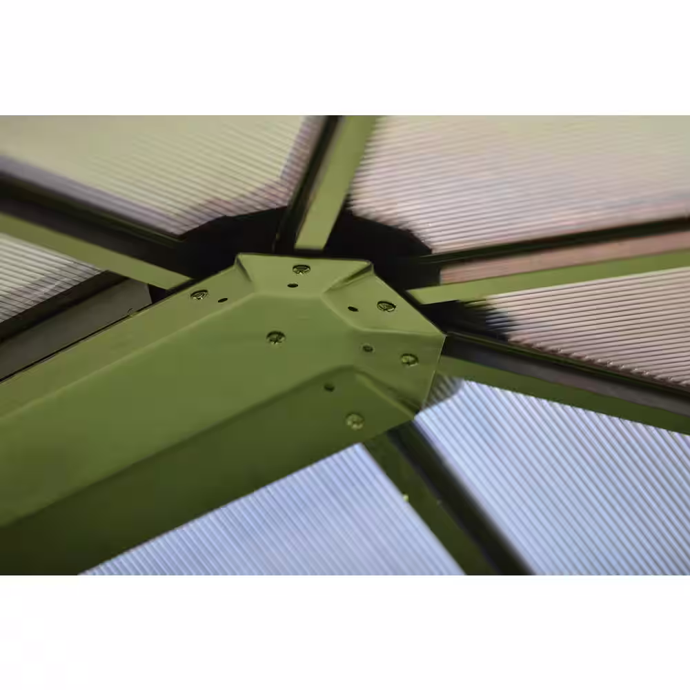 None Patio 13 ft. x 9.8 ft. Beige Aluminum Garden Paito Gazebo with Polycarbonate Roof