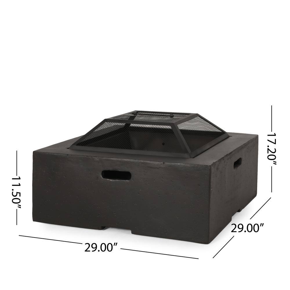 Noble House Gladwin 29 in. Dark Gray Wood Burning Fire Pit