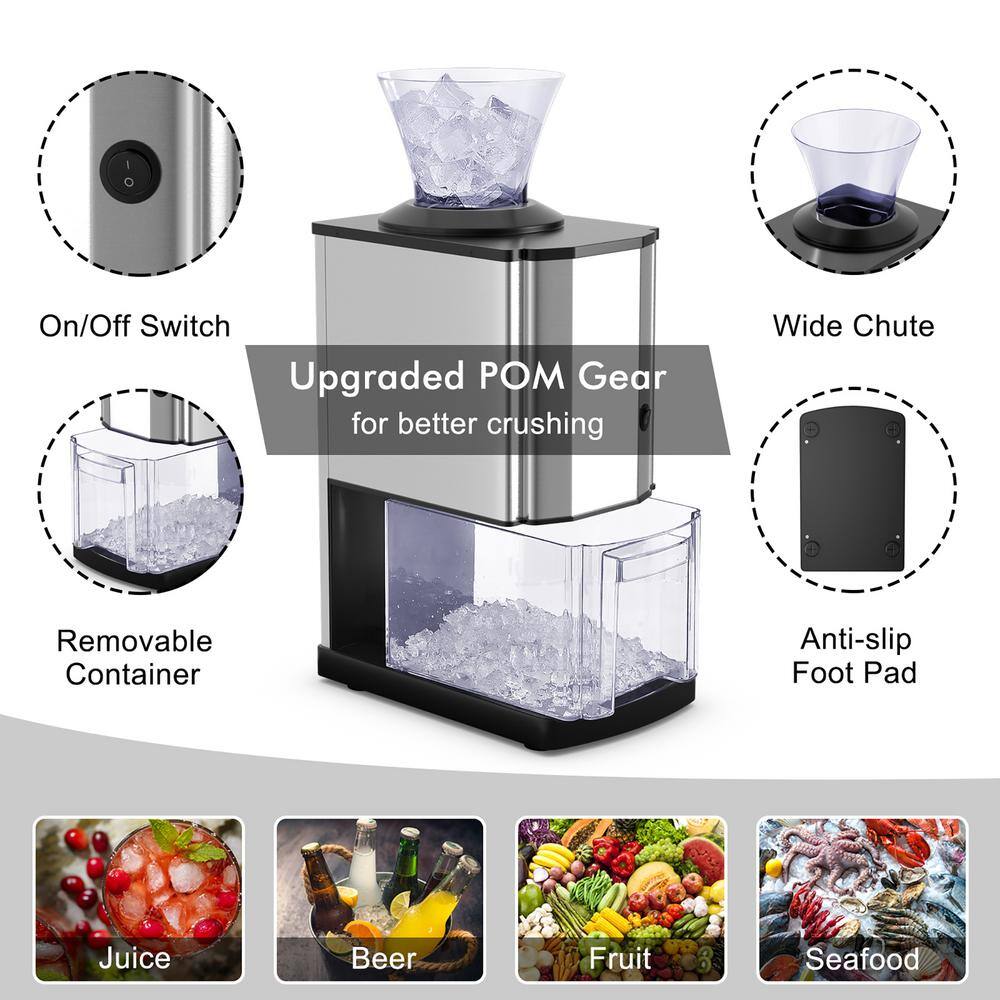Costway Electric Stainless Steel Ice Crusher Machine Professional Tabletop 424 oz. in Silver