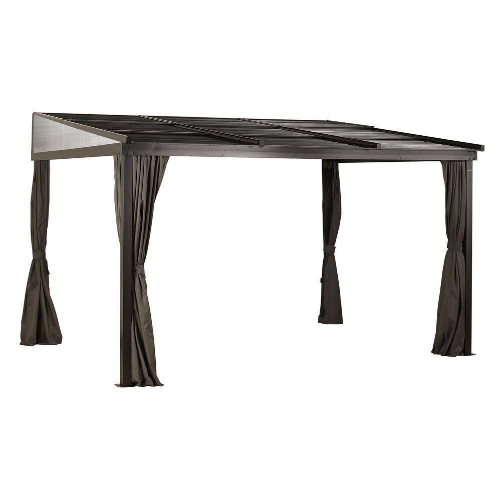 Sojag Francfort 10 ft. x 12 ft. Dark Brown Wall Mounted Rustproof Aluminum Framed Gazebo