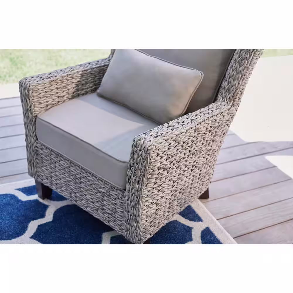Hampton Bay Megan Gray 3-Piece Wicker Patio Chat Set with Gray Cushion