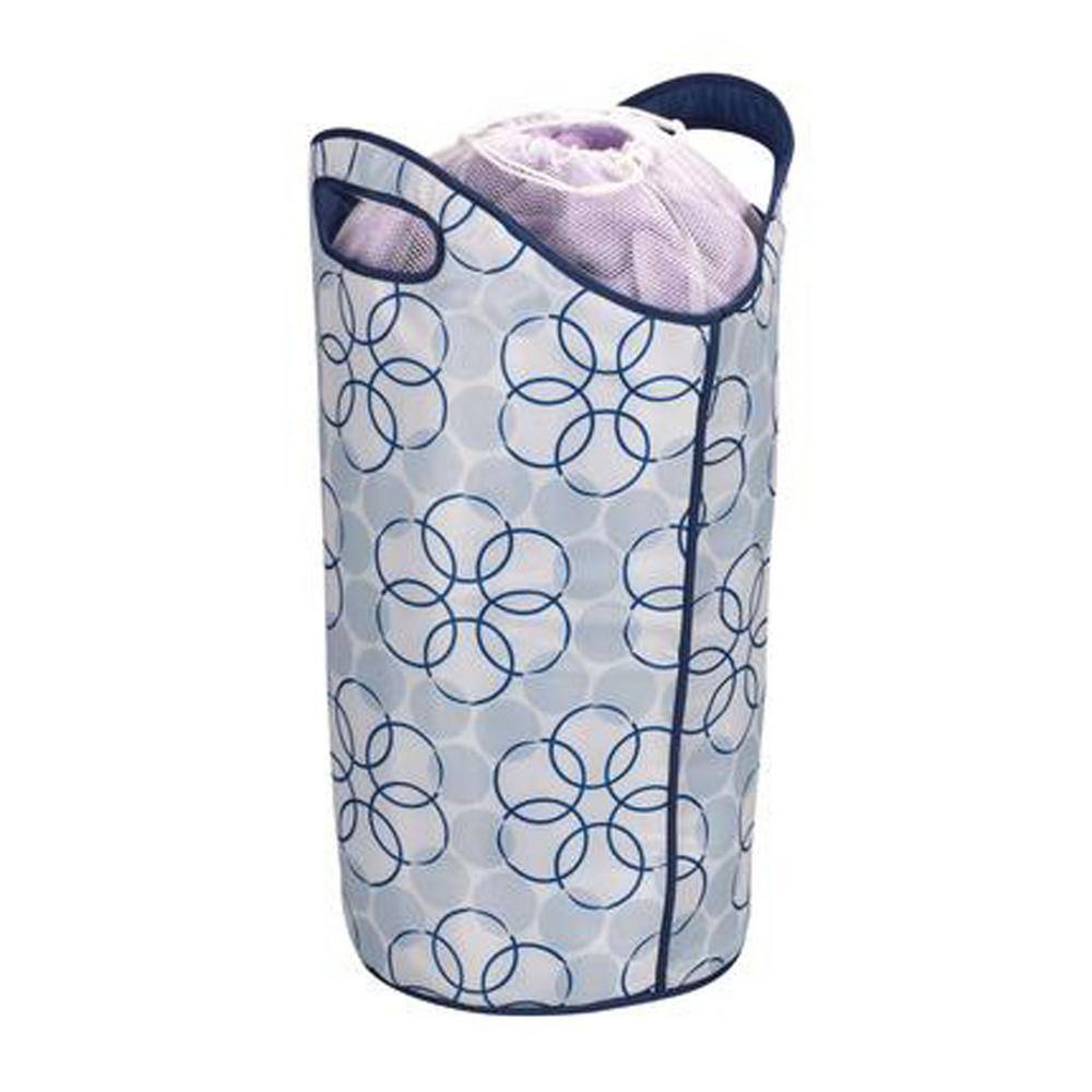 HOUSEHOLD ESSENTIALS Blue Softside Collapsible Polyester Hamper