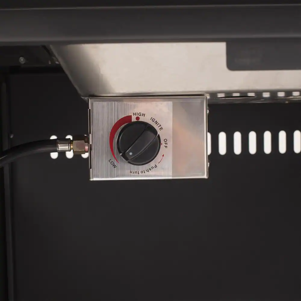 Pleasant Hearth Sheridan 38 in. x 29 in. Square Steel Propane Gas Fire Pit Table in Black with Glass Fire Rocks