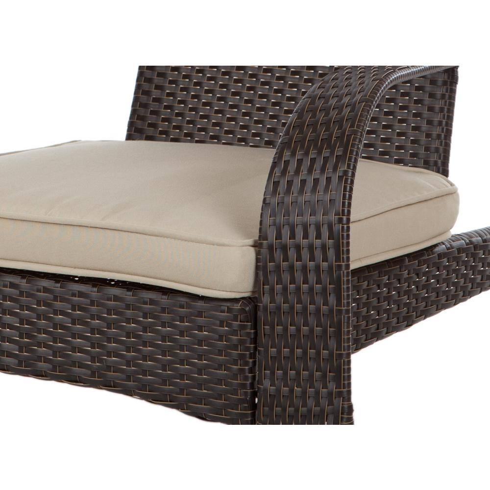 Patio Sense Coconino Mocha 3-Piece Resin Wicker Patio Conversation Set with Polyester Tan Cushions