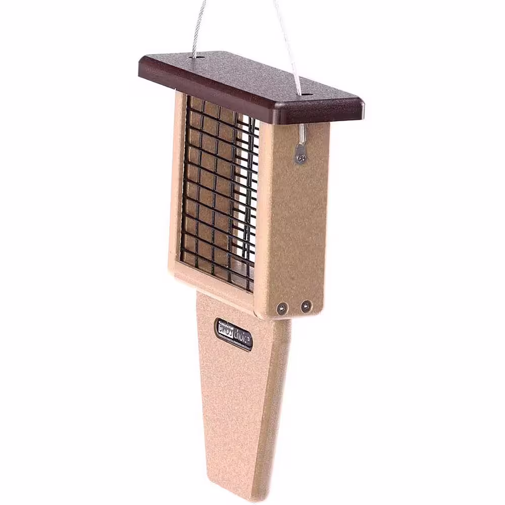 BIRDS choice Taupe and Brown Tail Prop Single Suet Wild Bird Feeder