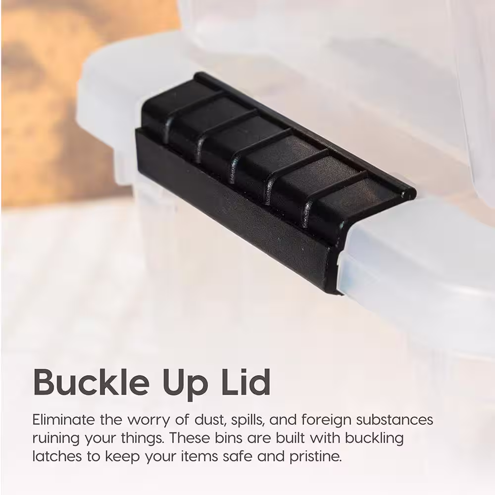 None 12 qt. Plastic Storage Bin with Lid in Clear (6-Pack)