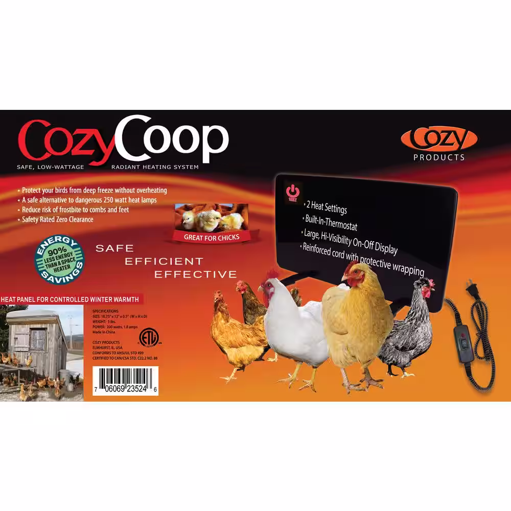 None 200-Watt Flat Panel Design Cozy Coop Safe Chicken Coop Heater
