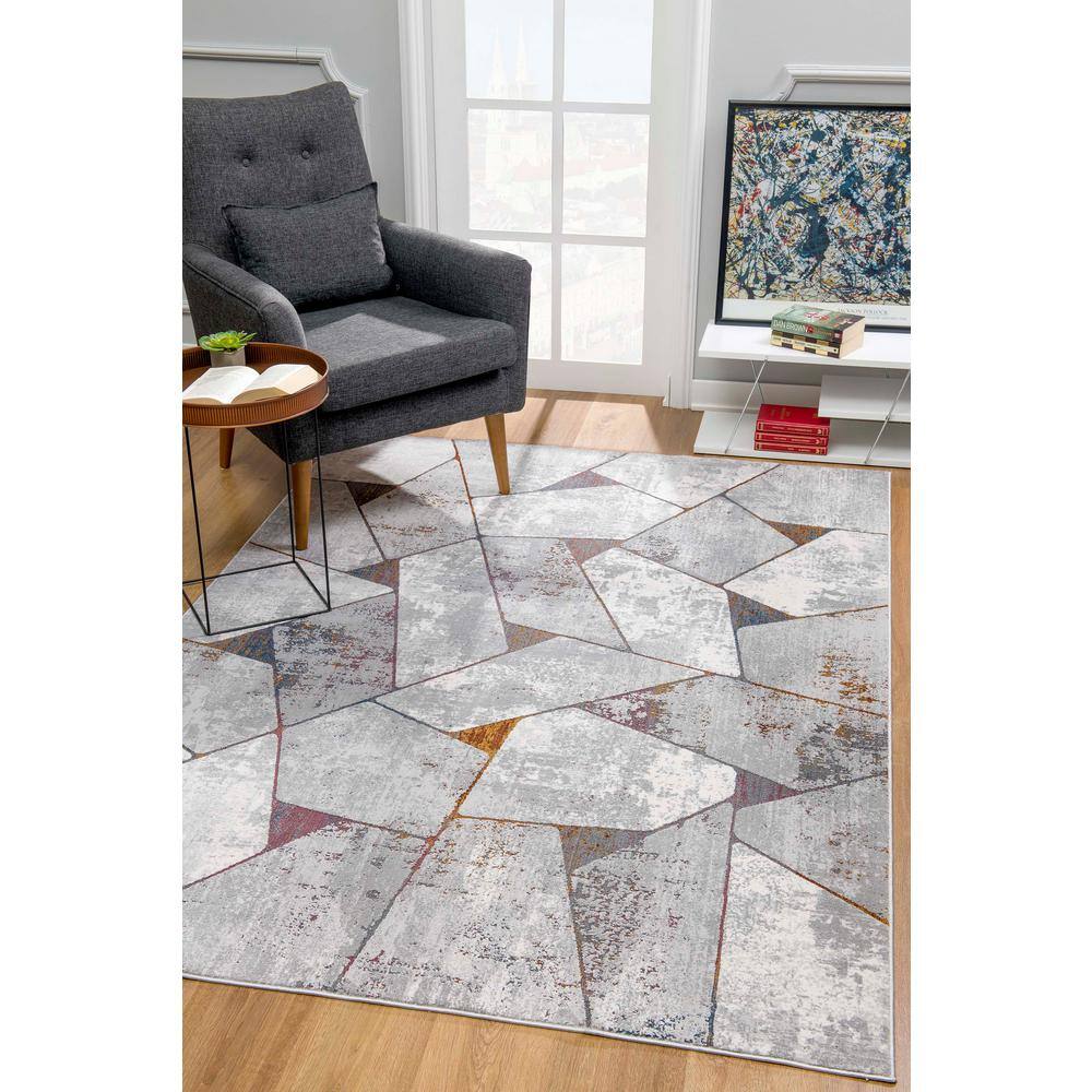 Rug Branch Sardini Grey 6 ft. 6 in. x 9 ft. 6 in. Modern Abstract Area Rug