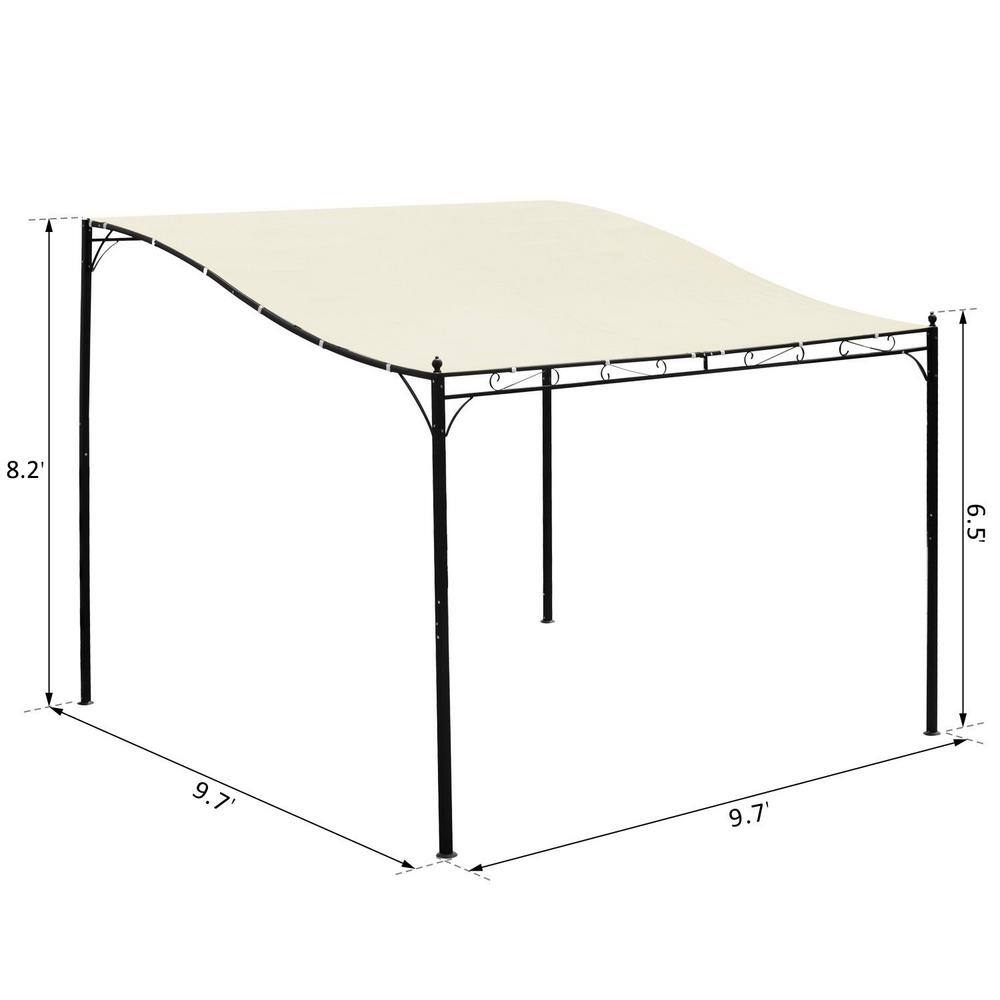 Outsunny 10 ft. x 10 ft. x 8 ft. Steel Frame Pergola Patio Canopy Gazebo with Durable and Spacious Weather-Resistant Design White