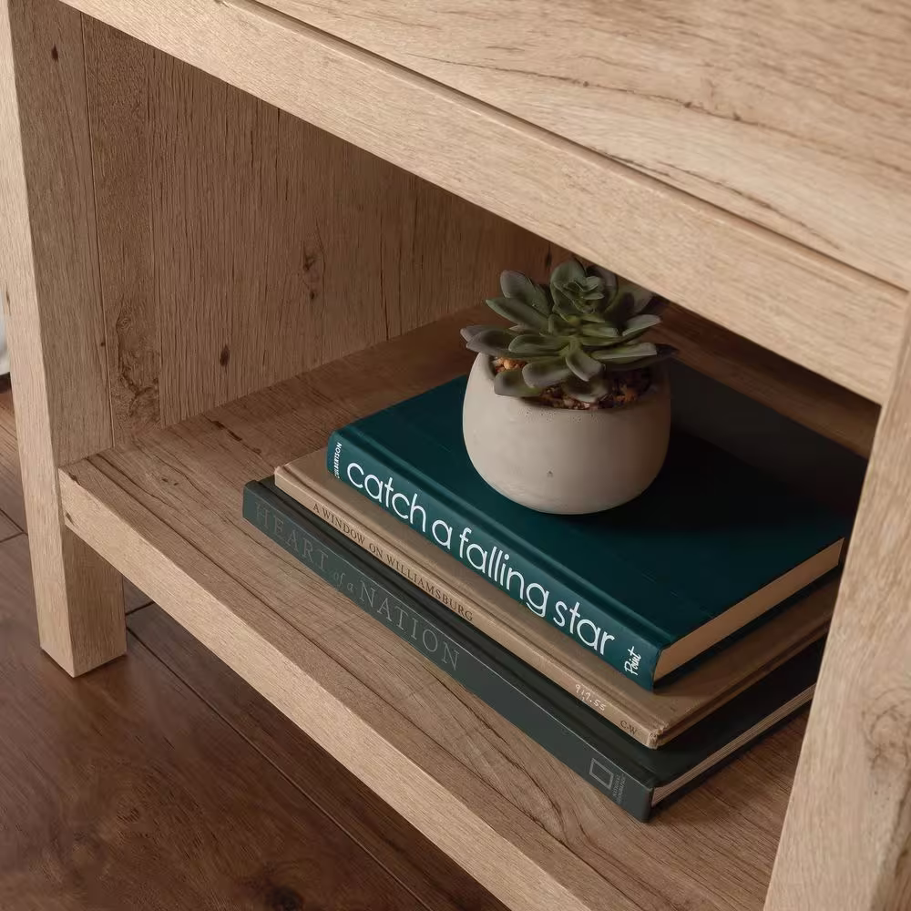 SAUDER Pacific View 1-Drawer Prime Oak Nightstand 25.827 in. x 21.496 in. x 17.48 in.