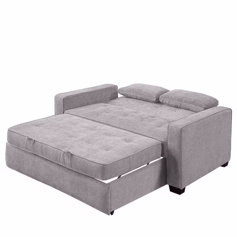 Serta Tina Convertible Sofa Full in Light Grey Polyester