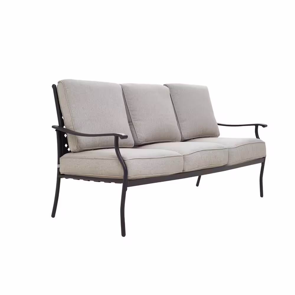 Patio Festival 2-Piece Metal Patio Deep Seating Set with Beige Cushions