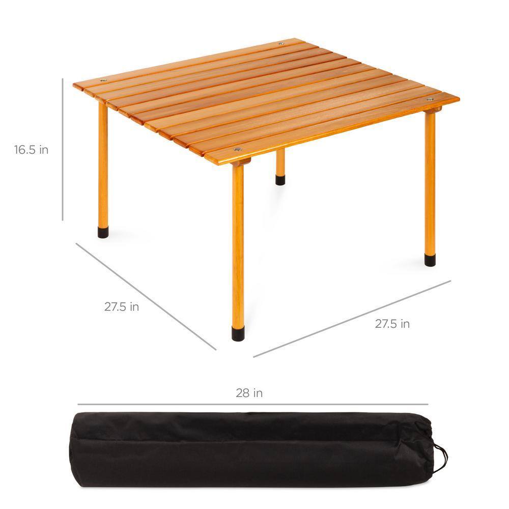 Best Choice Products 28 in. x 28 in. Foldable Wood Square Picnic Table with Carrying Case