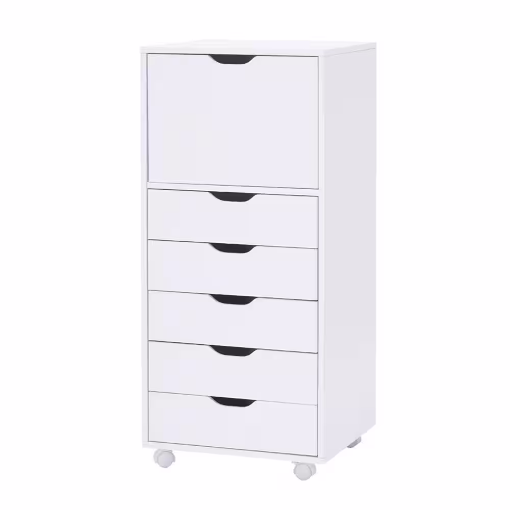 MAYKOOSH White, 6-Drawer with Shelf, Office File Cabinets Wooden File Cabinets for Home Office Lateral File Cabinet