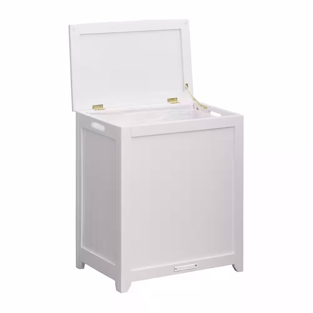 Oceanstar White Wainscot Style Rectangular Laundry Hamper