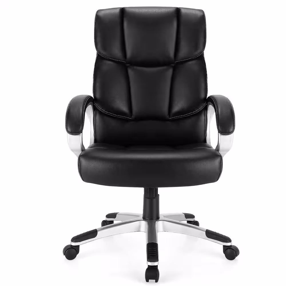 Costway Black Executive High Back Big and Tall Leather Adjustable Computer Desk Chair