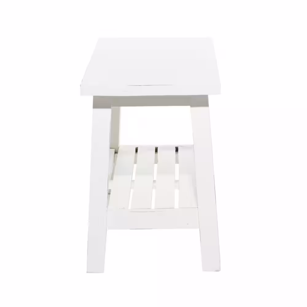 Litton Lane White Single Shelf Bench 19 in. X 36 in. X 13 in.