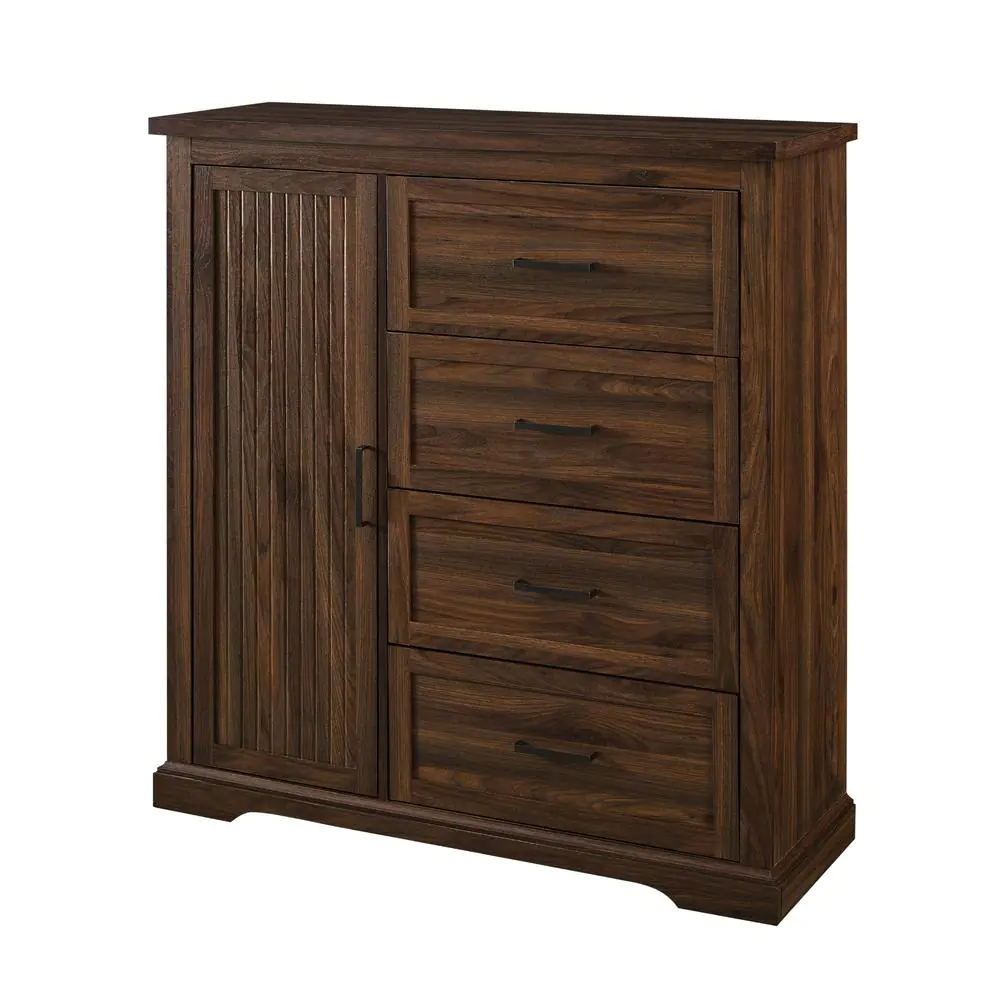 Welwick Designs 45 in. W. Dark Walnut Wood 4-Drawer and 1-Cabinet Transitional Wardrobe