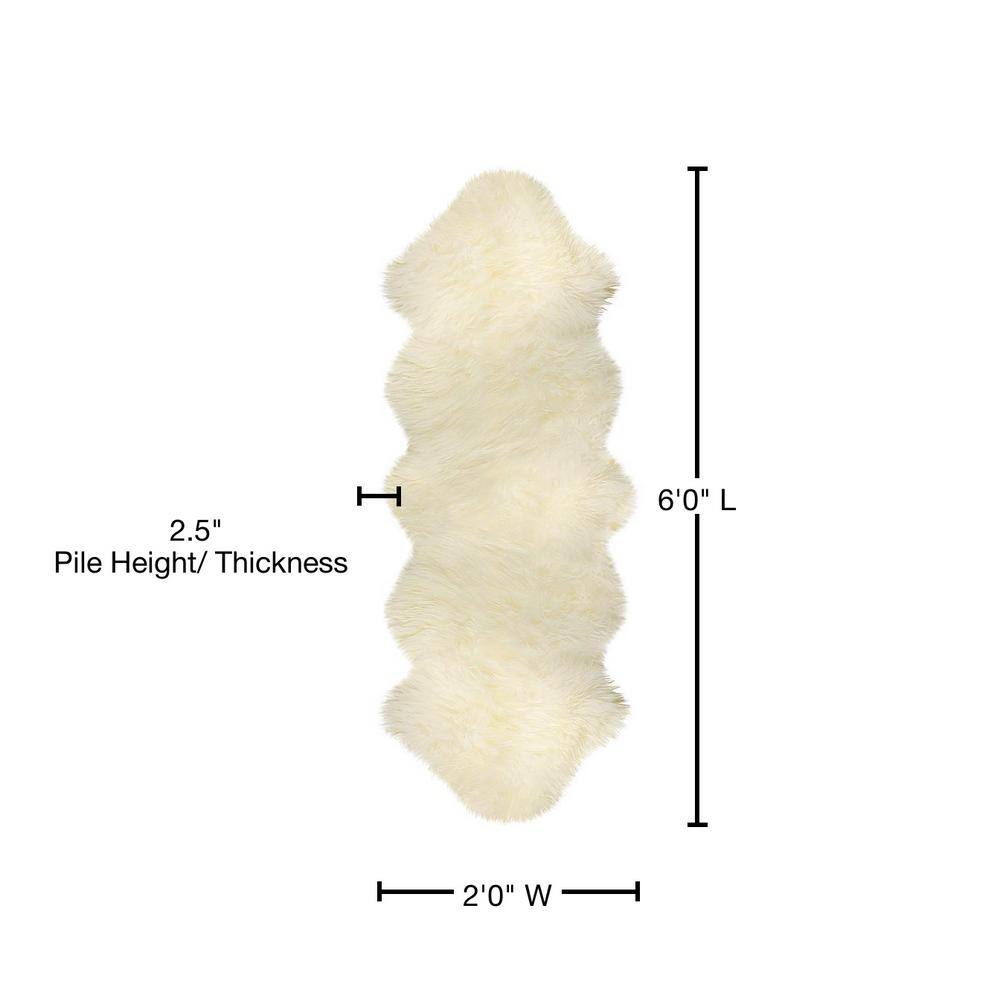 natural New Zealand Natural 2 ft. x 6 ft. Double Sheepskin Runner Rug