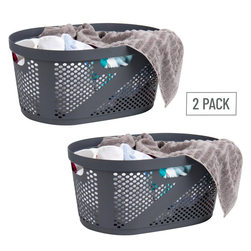Mind Reader Basket Collection, Laundry Basket, 40 Liter (10kg/22lbs) Capacity, Cut Out Handles, Set of 2, Gray