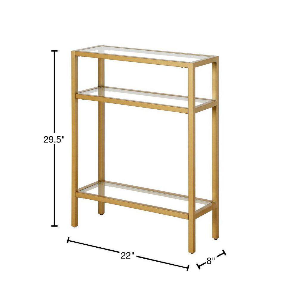 None Sivil 22 in. Brass Rectangle Glass Console Table