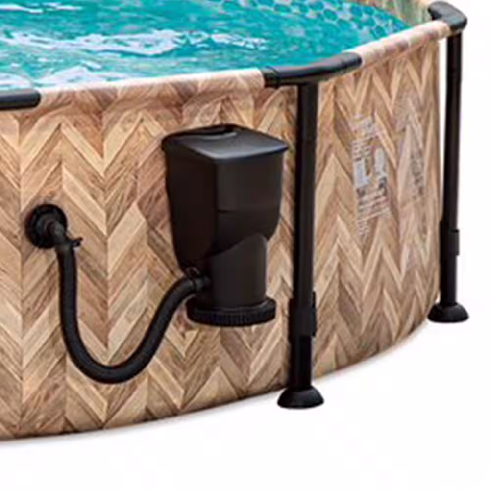 Summer Waves Elite 12 ft. x 30 in. Light Oak Round Above Ground Swimming Pool with Pump