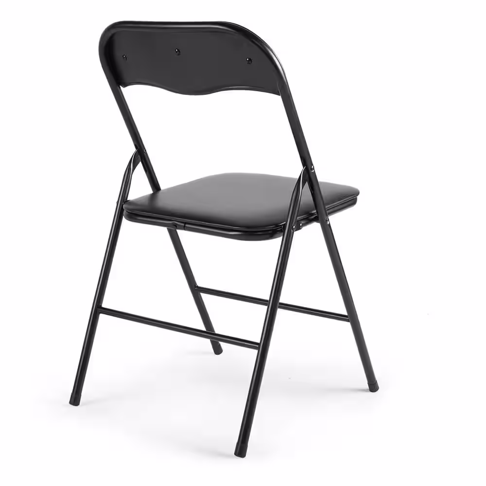 None Black Metal Plastic Folding Chair (Set of 6)