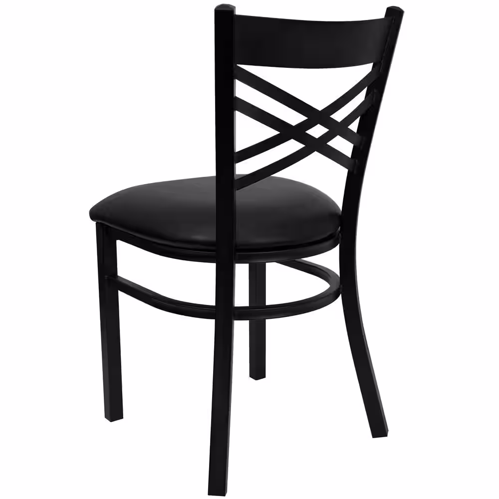 Flash Furniture Hercules Series Black X Back Metal Restaurant Chair with Black Vinyl Seat