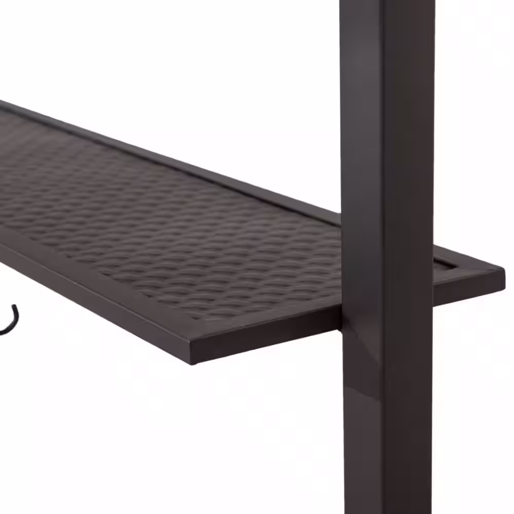 Sunjoy 8 ft. x 5 ft. Brown Steel 2-Tier Grill Gazebo with Tan and Brown Canopy