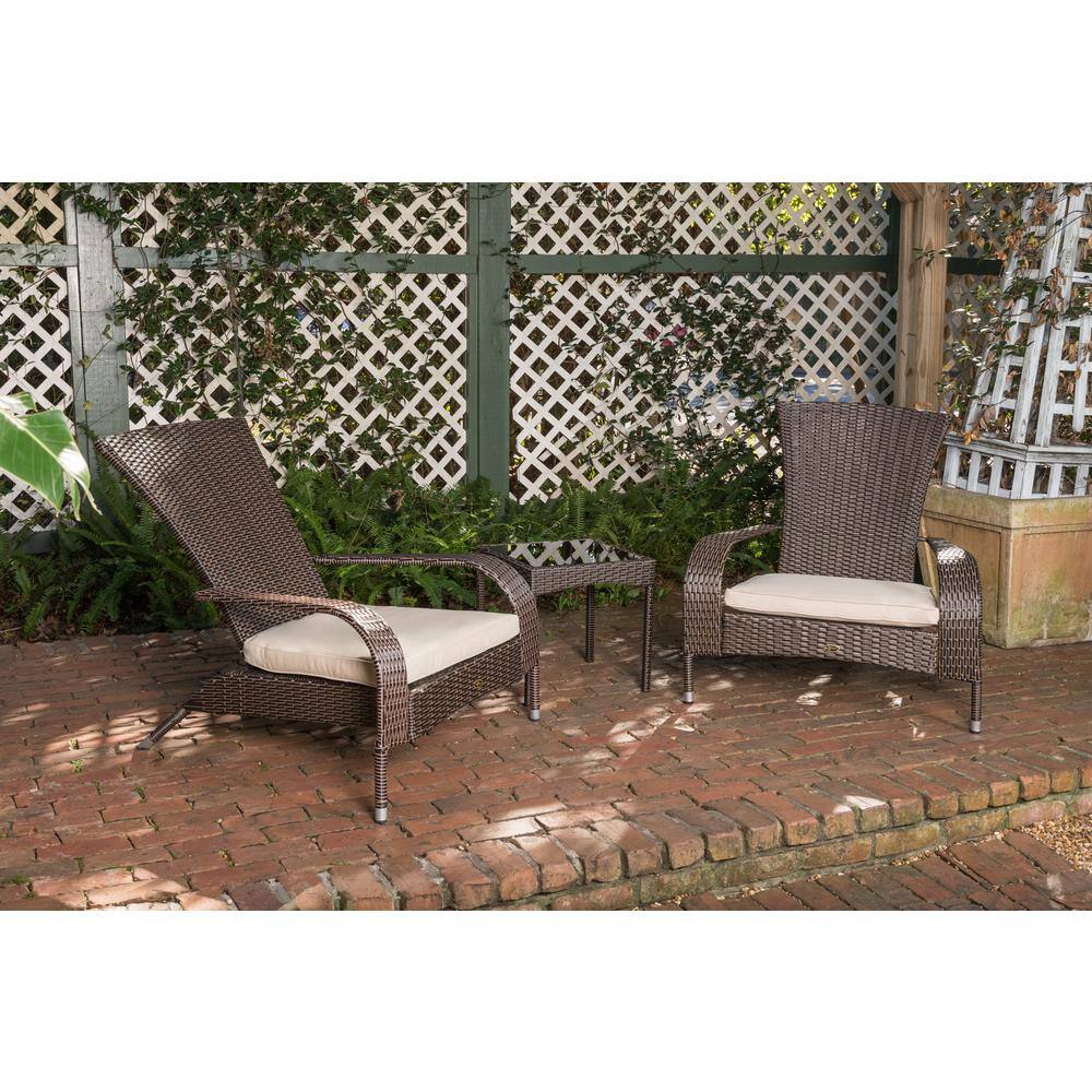 Patio Sense Coconino Mocha 3-Piece Resin Wicker Patio Conversation Set with Polyester Tan Cushions