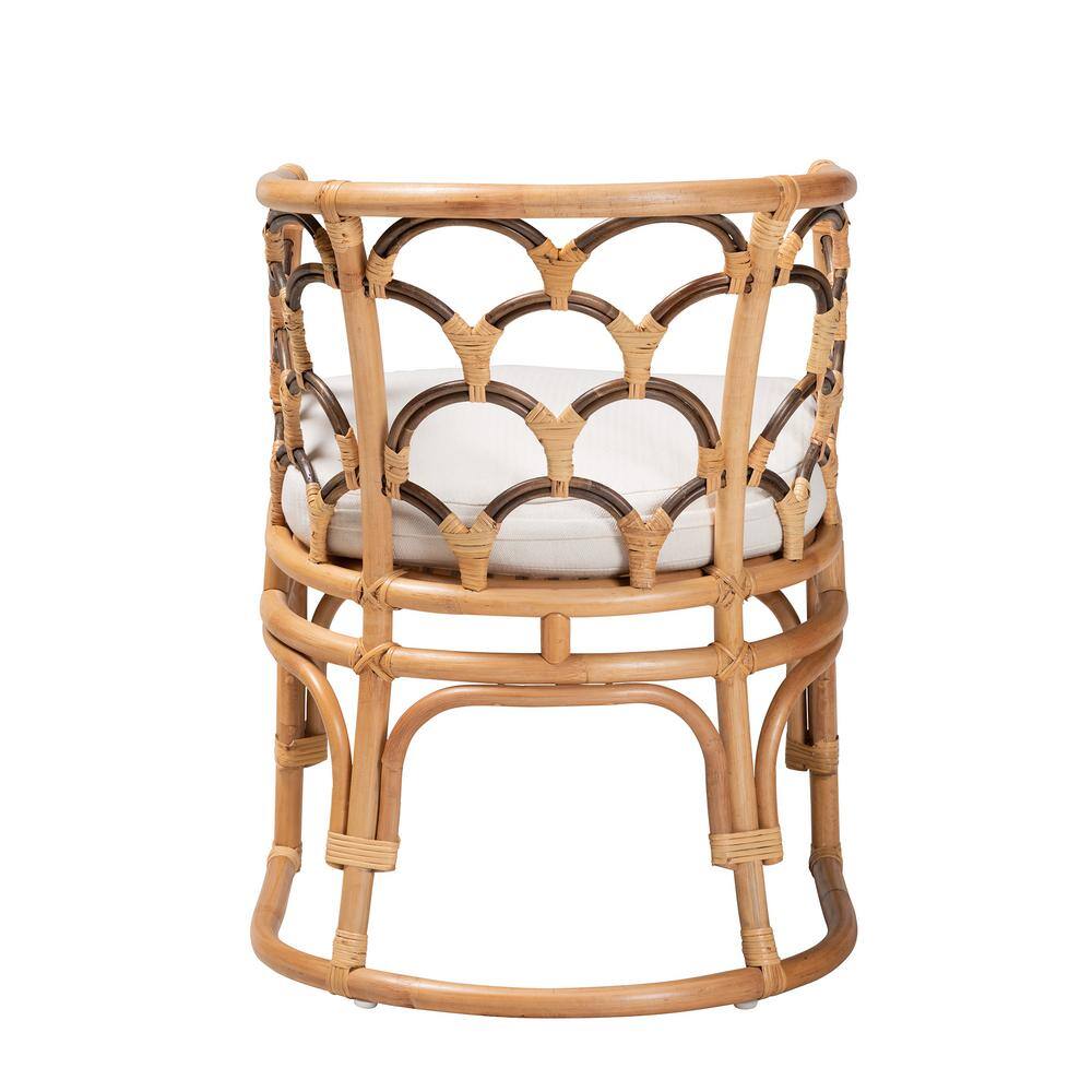 bali & pari Aster White and Natural Brown Armchair