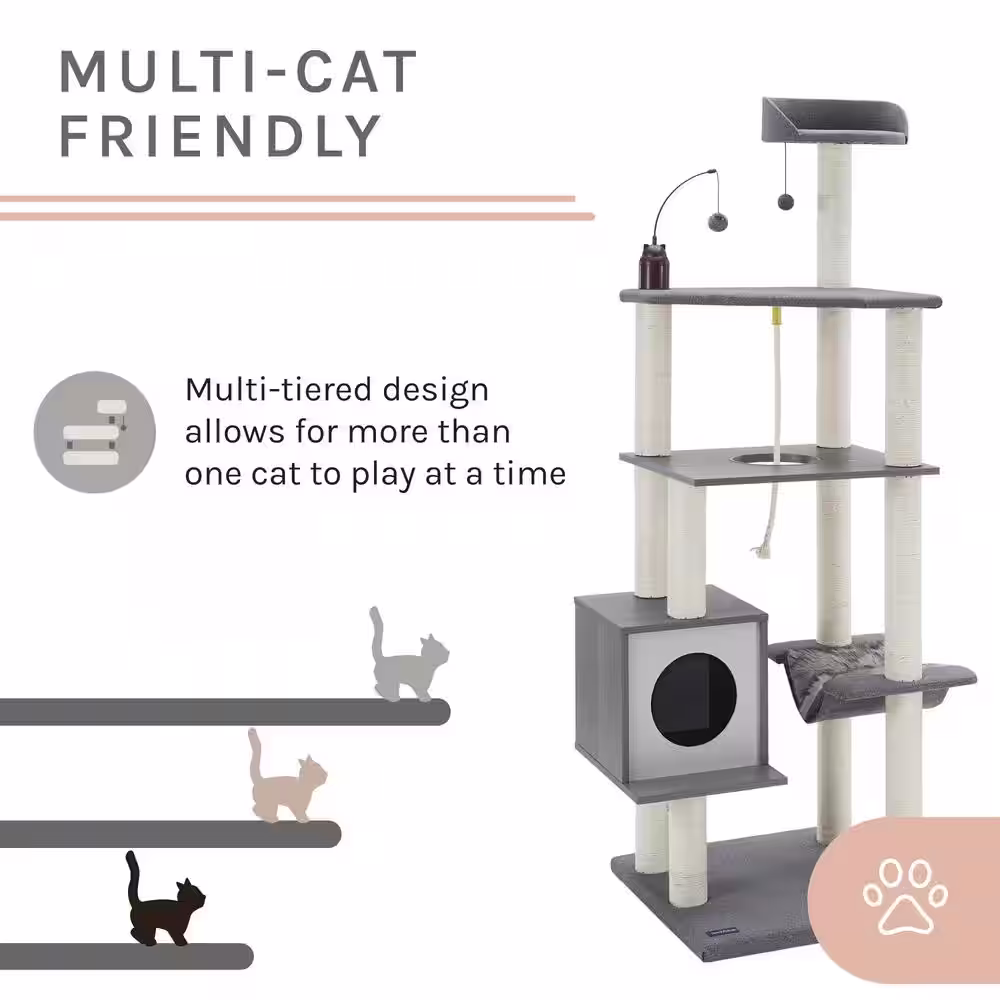 Sam's Pets Tyrone 70.5 in. Gray Cat Tree