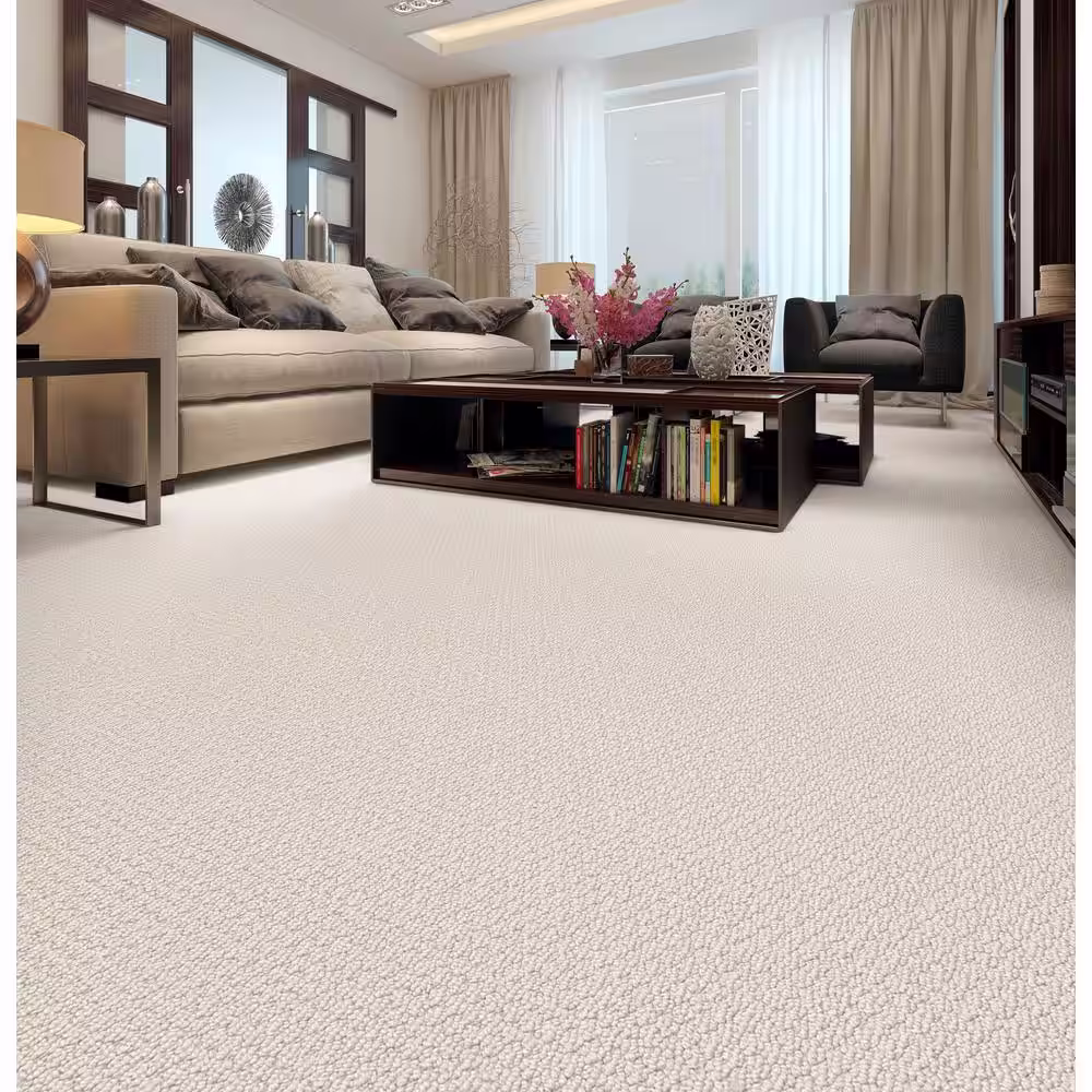 Home Decorators Collection Hickory Lane - Moon Glow - Beige 32.7 oz. SD Polyester Loop Installed Carpet