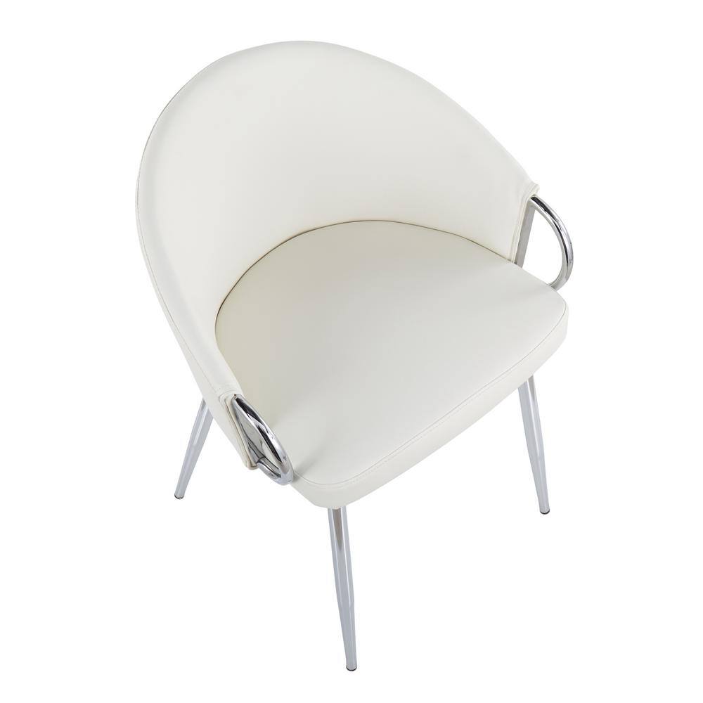 Lumisource Claire White Faux Leather and Silver Metal Dining Chair