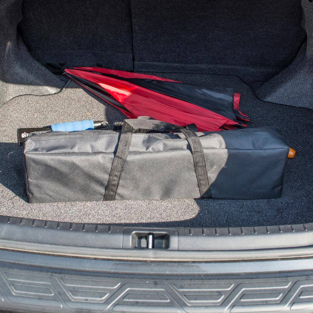 AmeriHome 25.75 in. x 17 in. Adjustable Height Folding Bamboo Wood Table with Carry Bag