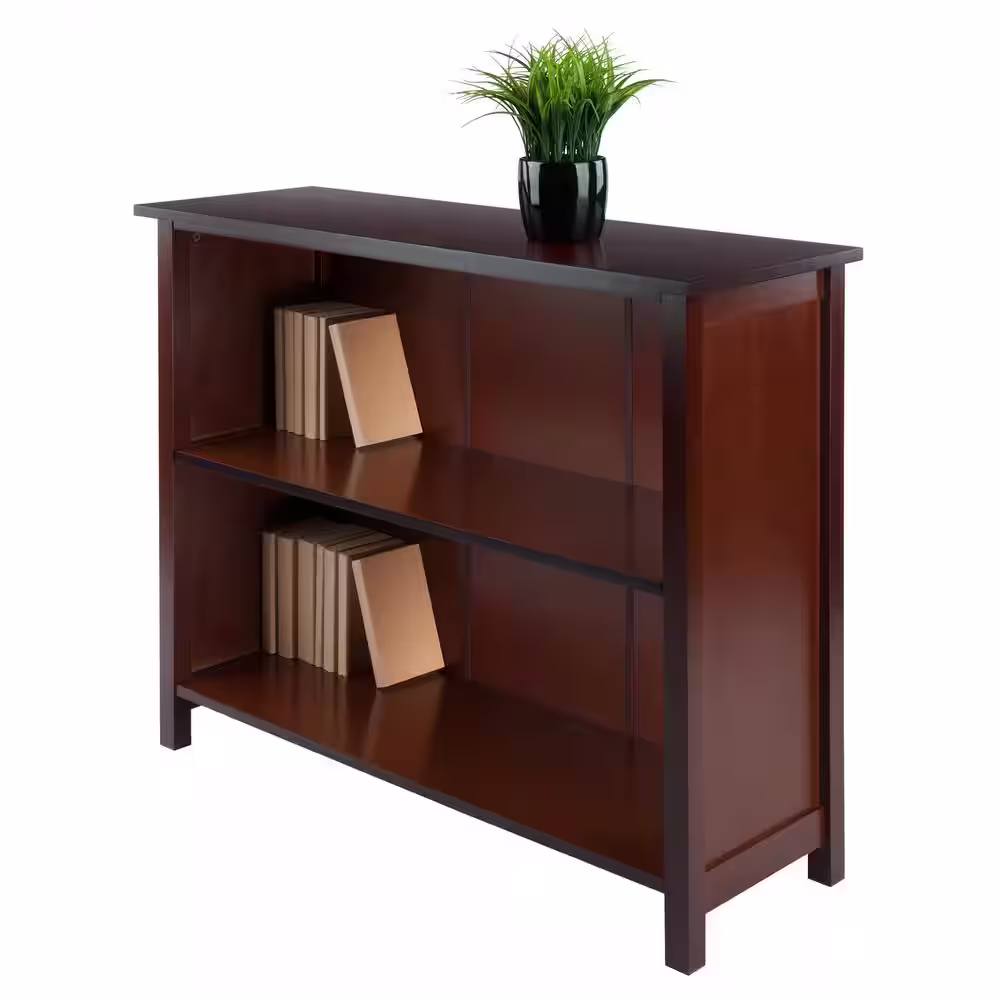 Winsome Wood Milan 2-Section Bookcase, Wide Shelf, Walnut