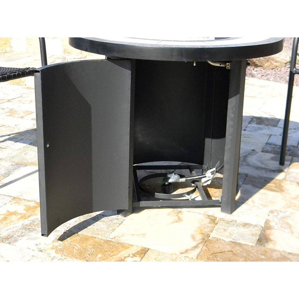 Hiland 40,000 BTU 30 in. Round Bronze Tile Top Propane Firepit