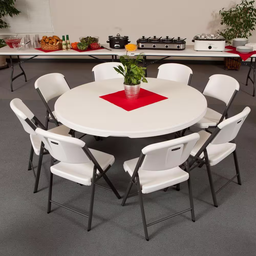 Lifetime 60 in. White Plastic Stackable Folding Banquet Table (Set of 15)