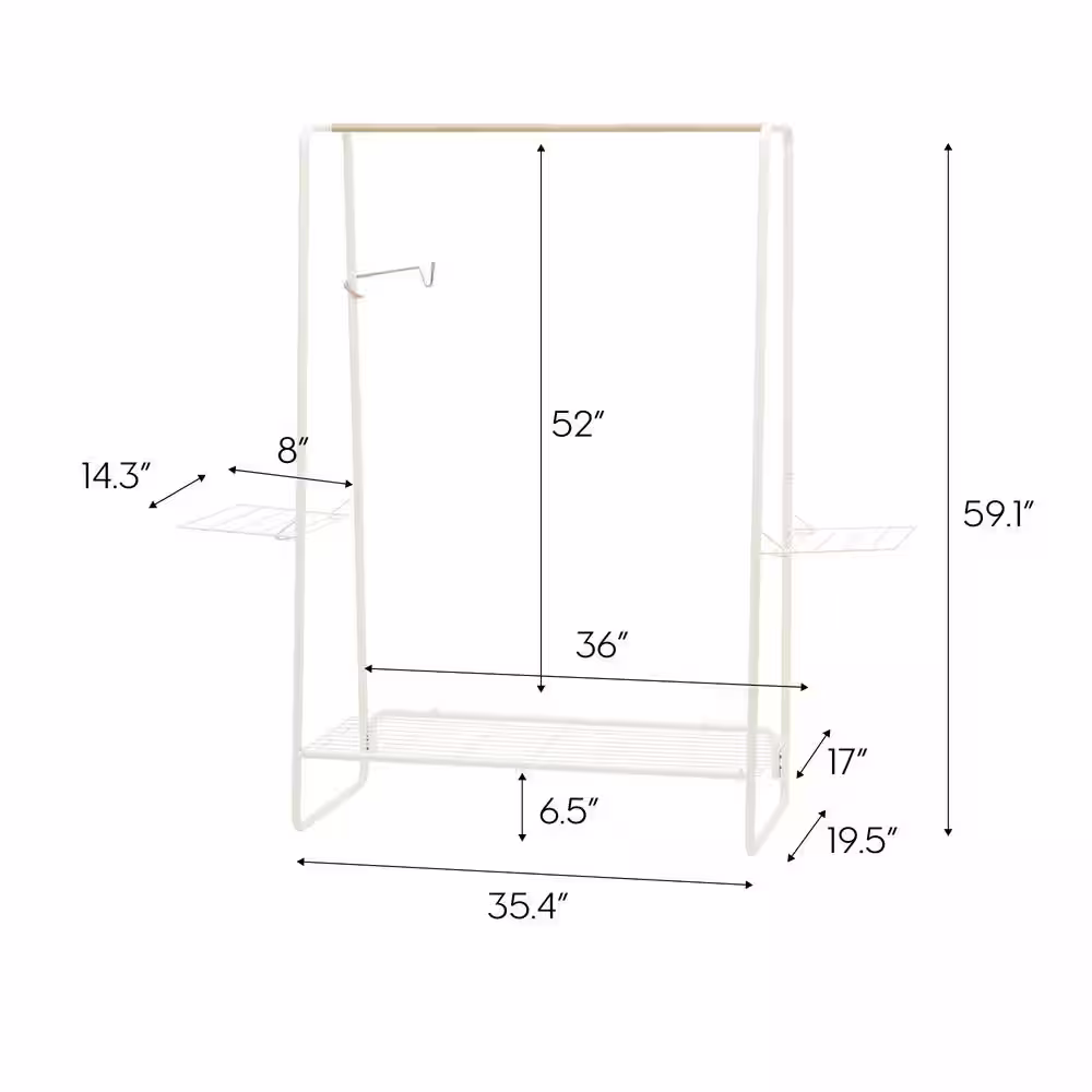 IRIS White Metal Clothes Rack 54.92 in. W x 596 in. H