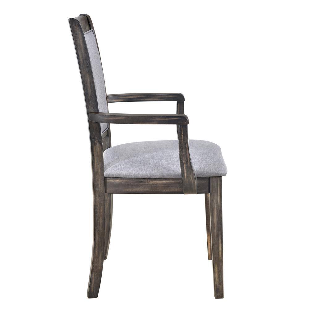 Harper & Bright Designs Gray 7-Piece Rectangular MDF Top Dining Table Set Seats 6 with 4 Upholstered Side Chairs and 2 Upholstered Arm Chairs