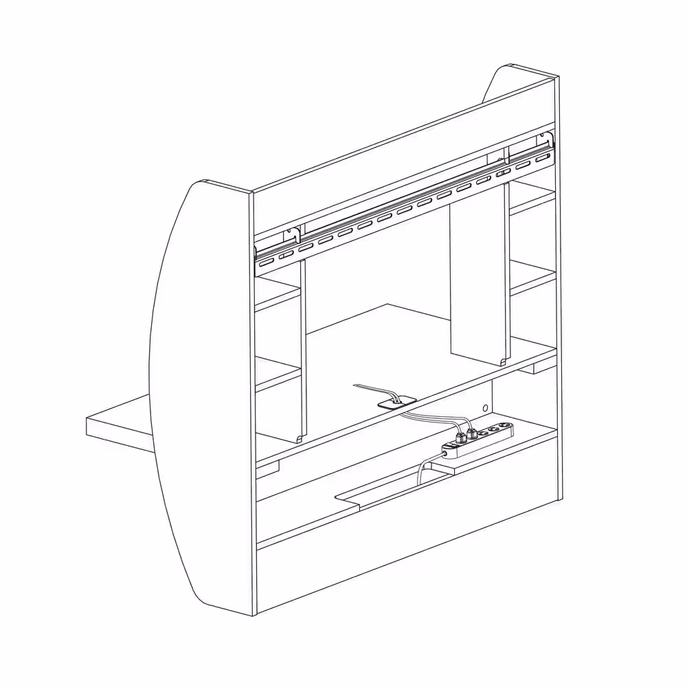 Prepac 43 in. Rectangular White Floating Desk with Cable Management