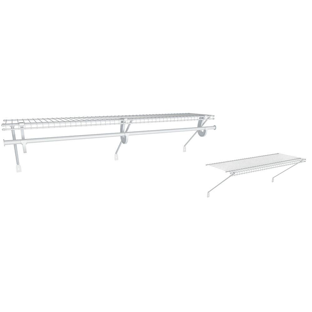 ClosetMaid Superslide 12 in. D x 48 in. W x 36 in. H White Wire Fixed Mount Laundry Shelf Kit