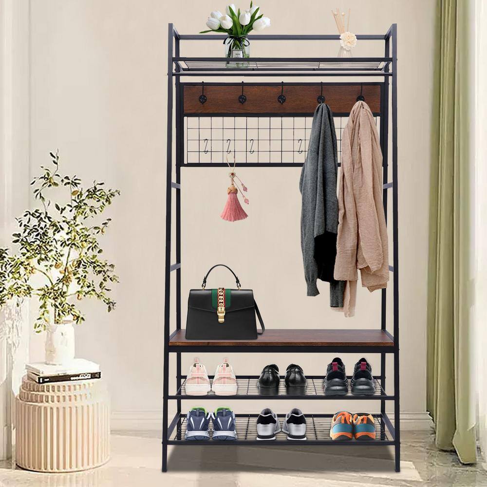 None Brown Metal Clothes Rack 37 in. L x 17 in. W x 72 in. H