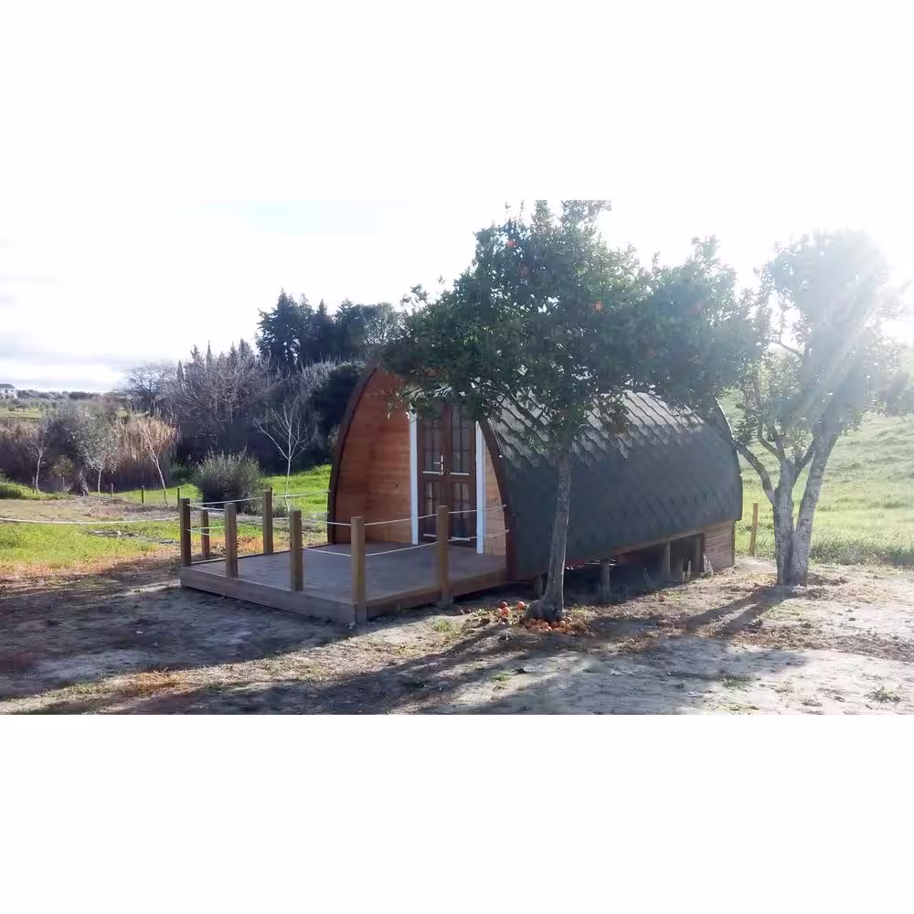 Hud-1 EZ Buildings Non Professionally Installed Campers Pod D 10 ft. W x 13 ft. D Pod Style Log Cabin Kit